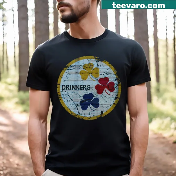 Retro Irish Pittsburgh Drinkers t-shirt with festive typography