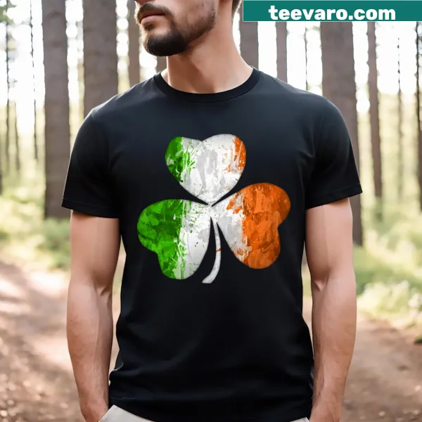 Grunge-style t-shirt featuring a distressed shamrock design