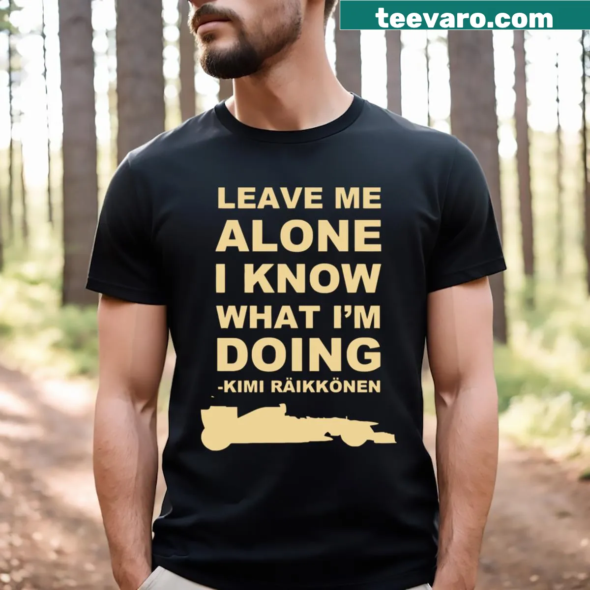Kimi Raikkonen name in bold typography on a t-shirt — on a men's t-shirt