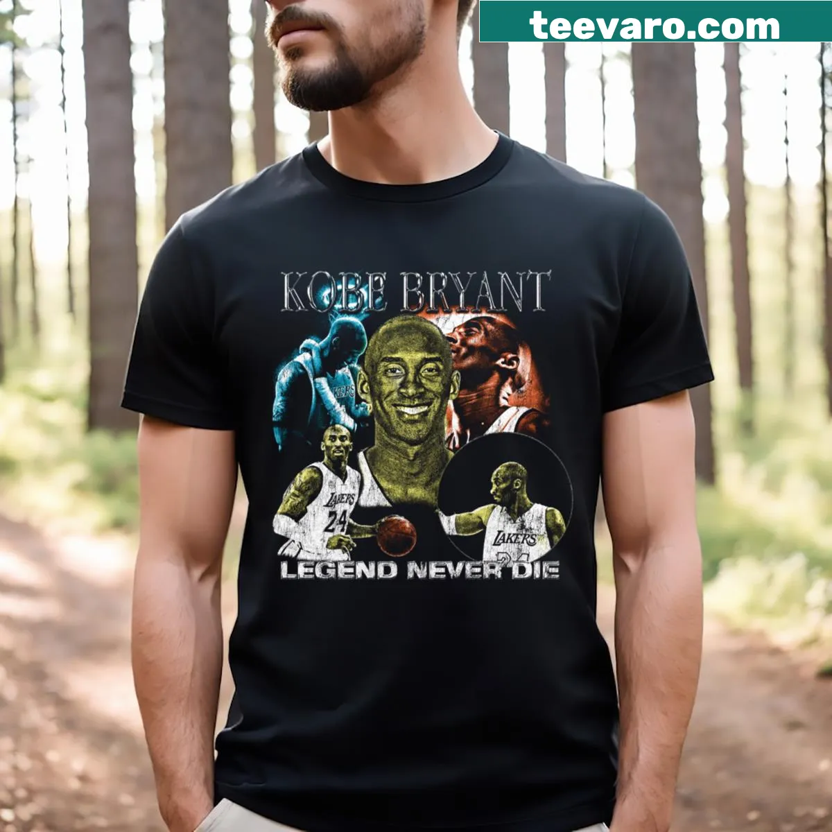 Artistic illustration of Kobe Bryant on a T-shirt — on a men's t-shirt