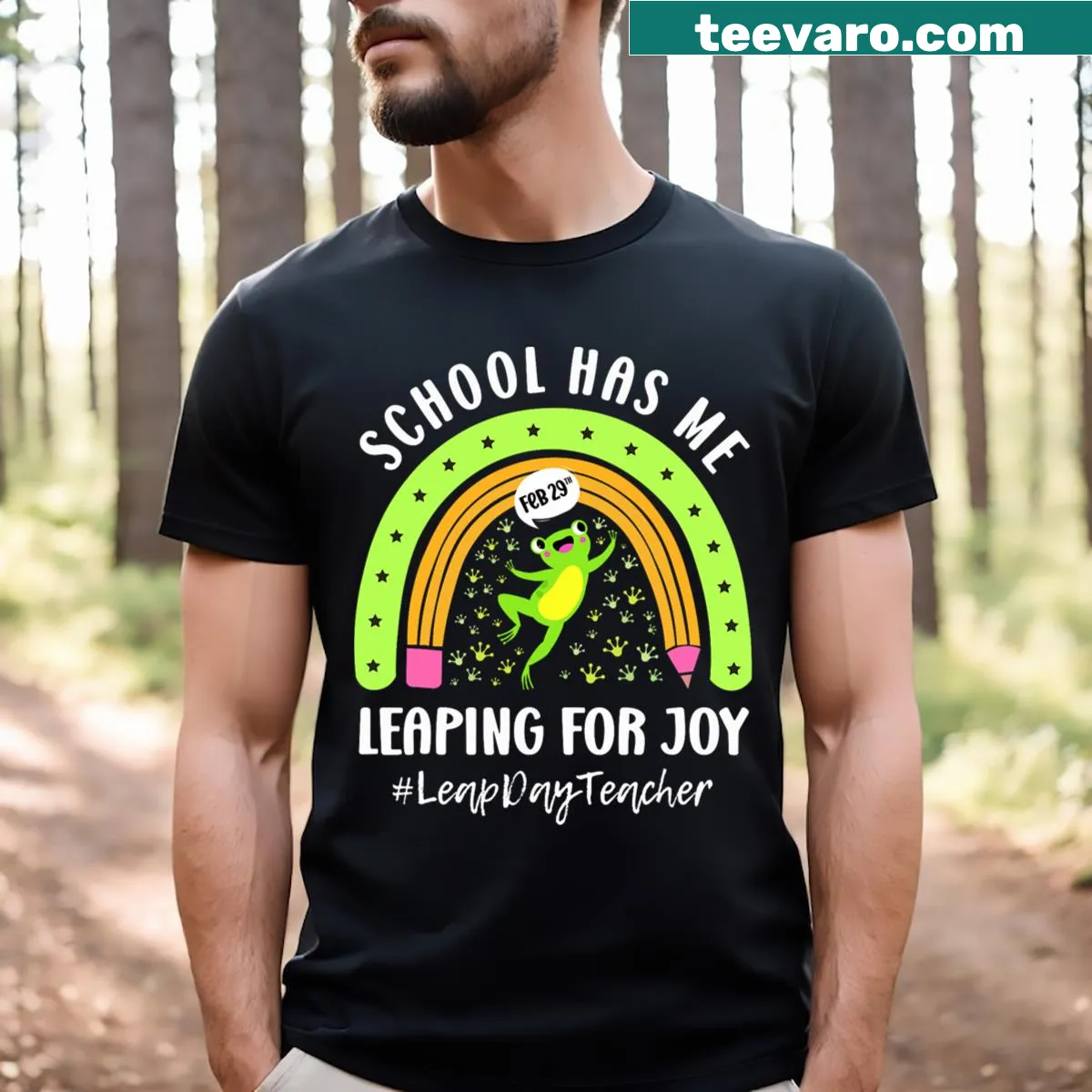 Leap Day themed shirt for teachers with February 29th design — on a men's t-shirt