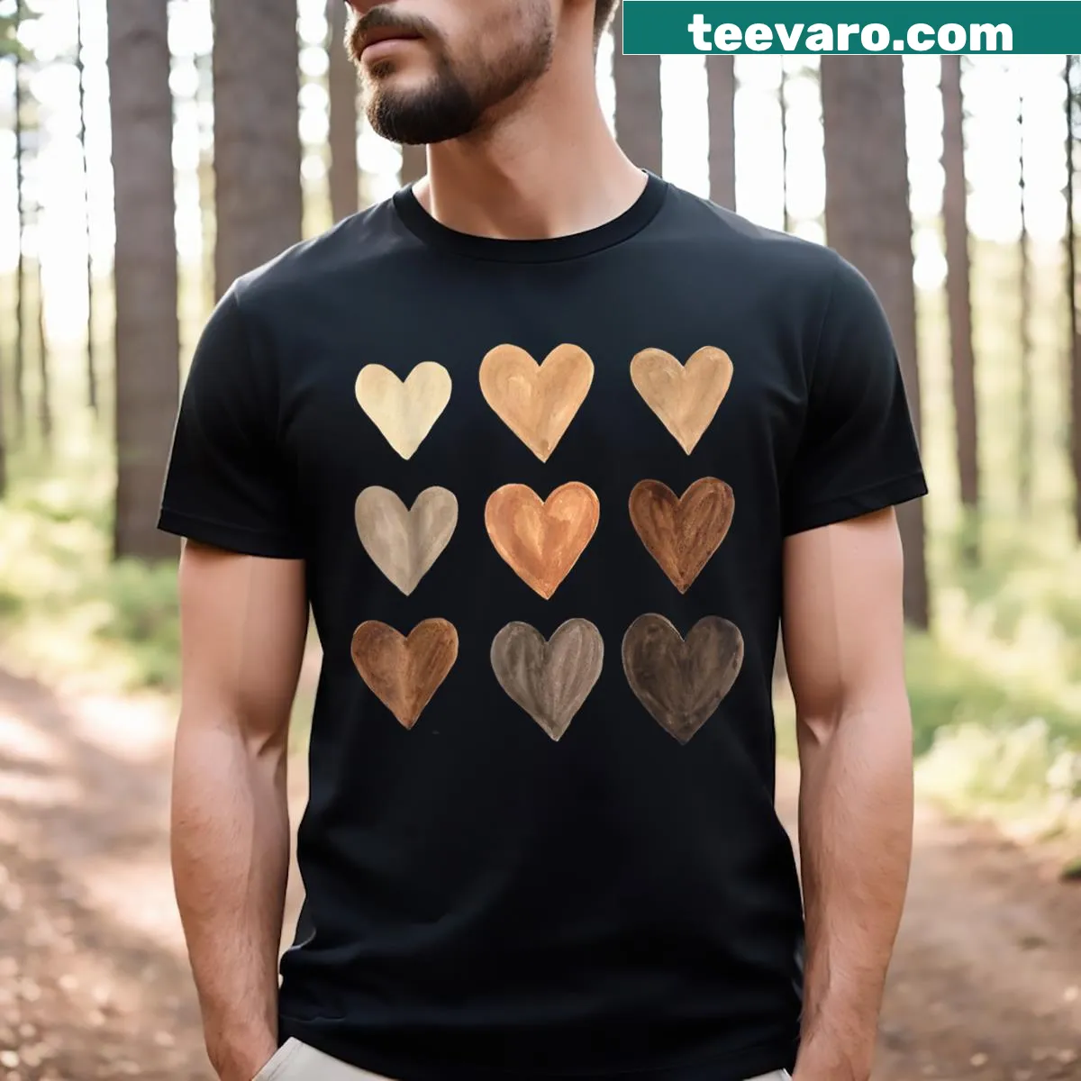 Kids t-shirt with melanin skin tone hearts design for Juneteenth — on a men's t-shirt
