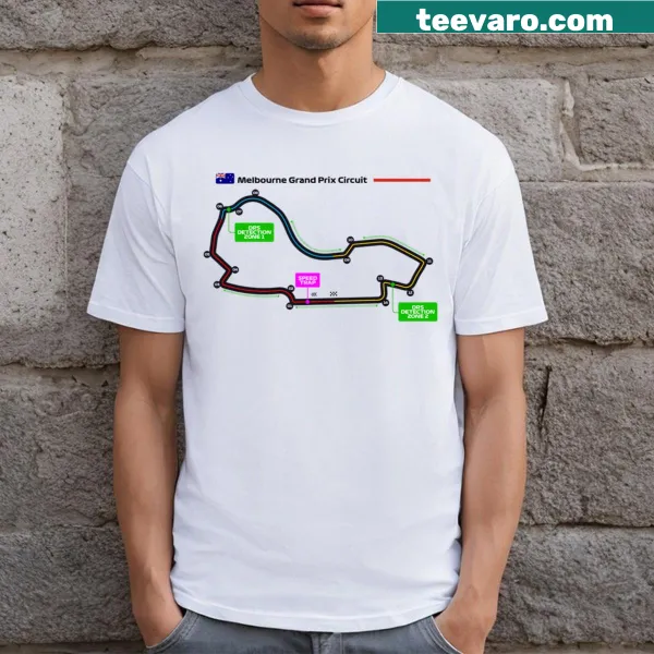 Melbourne Grand Prix Circuit printed on a T-shirt