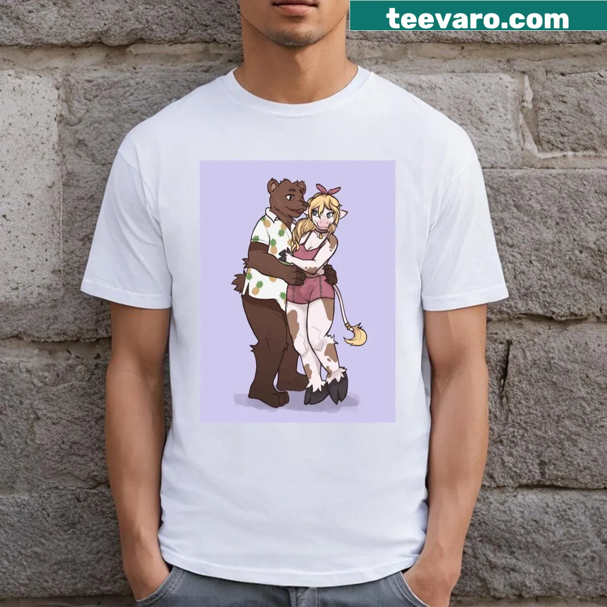 Cartoon T-shirt with Moodle and bear design. — on a men's t-shirt