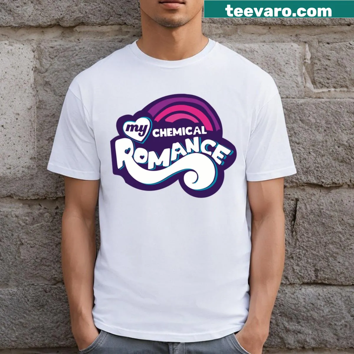 Charming pony graphic on a romantic-themed T-shirt. — on a men's t-shirt