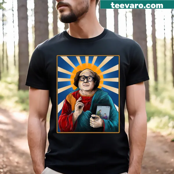 Whimsical t-shirt featuring an illustration of Danny DeVito