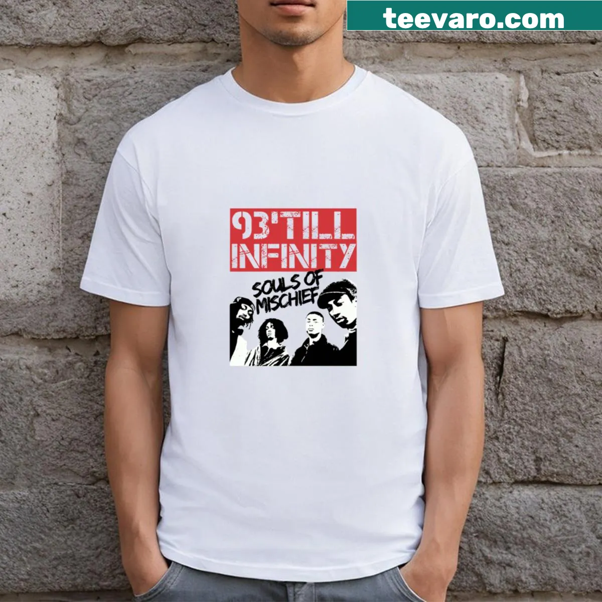 Retro long t-shirt featuring Souls of Mischief graphic — on a men's t-shirt