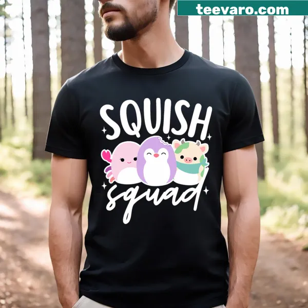 Cute t-shirt featuring Squish Squad marshmallow characters