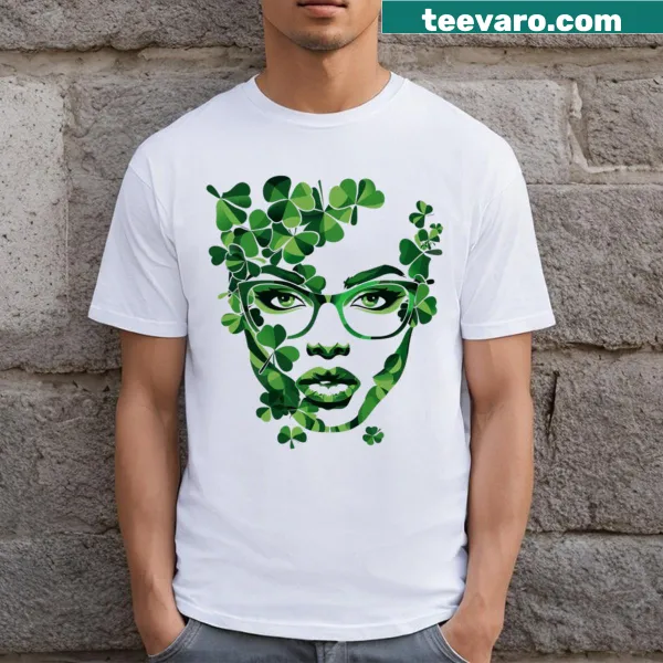 T-shirt featuring an afro female face design for St. Patrick's Day