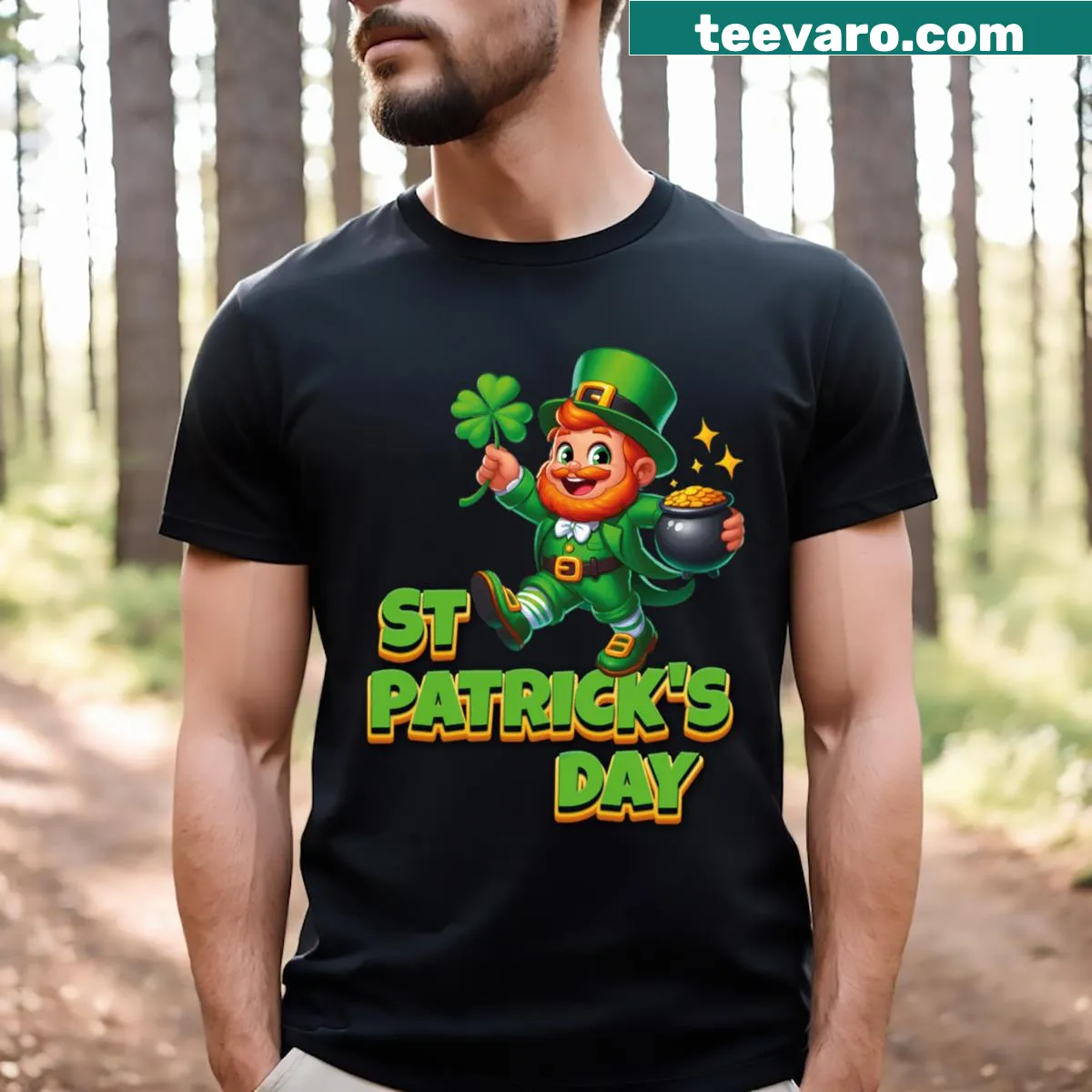 Funny dabbing leprechaun t-shirt for St. Patrick's Day — on a men's t-shirt