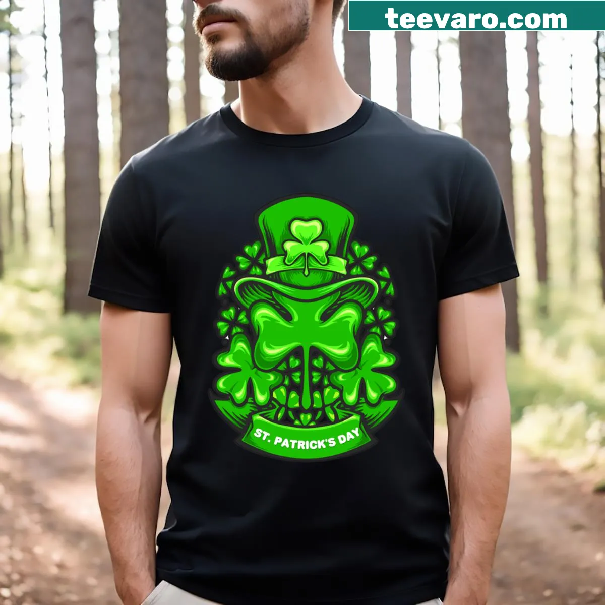Charming St. Patrick's Day shirt with clovers and hats — on a men's t-shirt