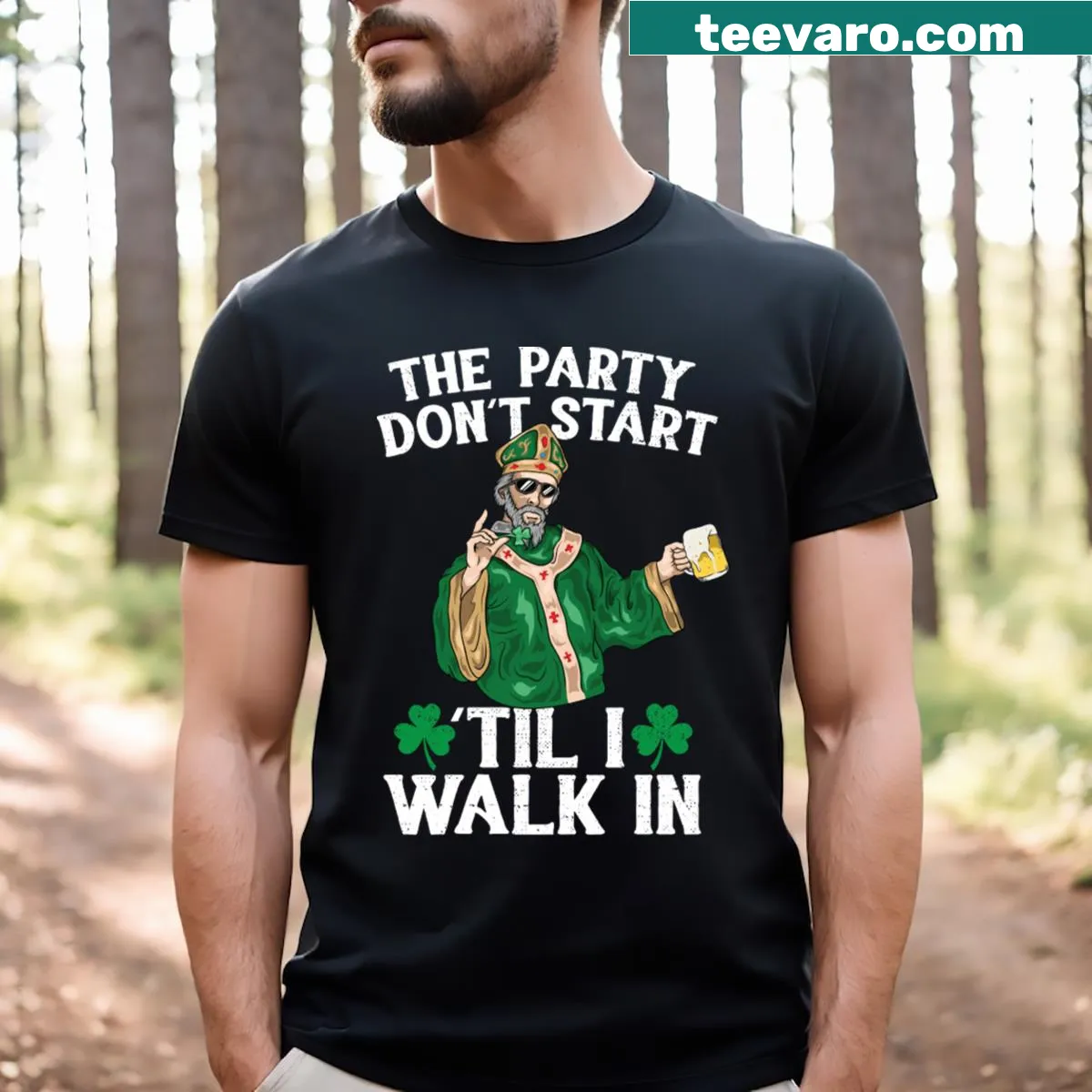 Playful St. Patrick's Day t-shirt with party phrase — on a men's t-shirt