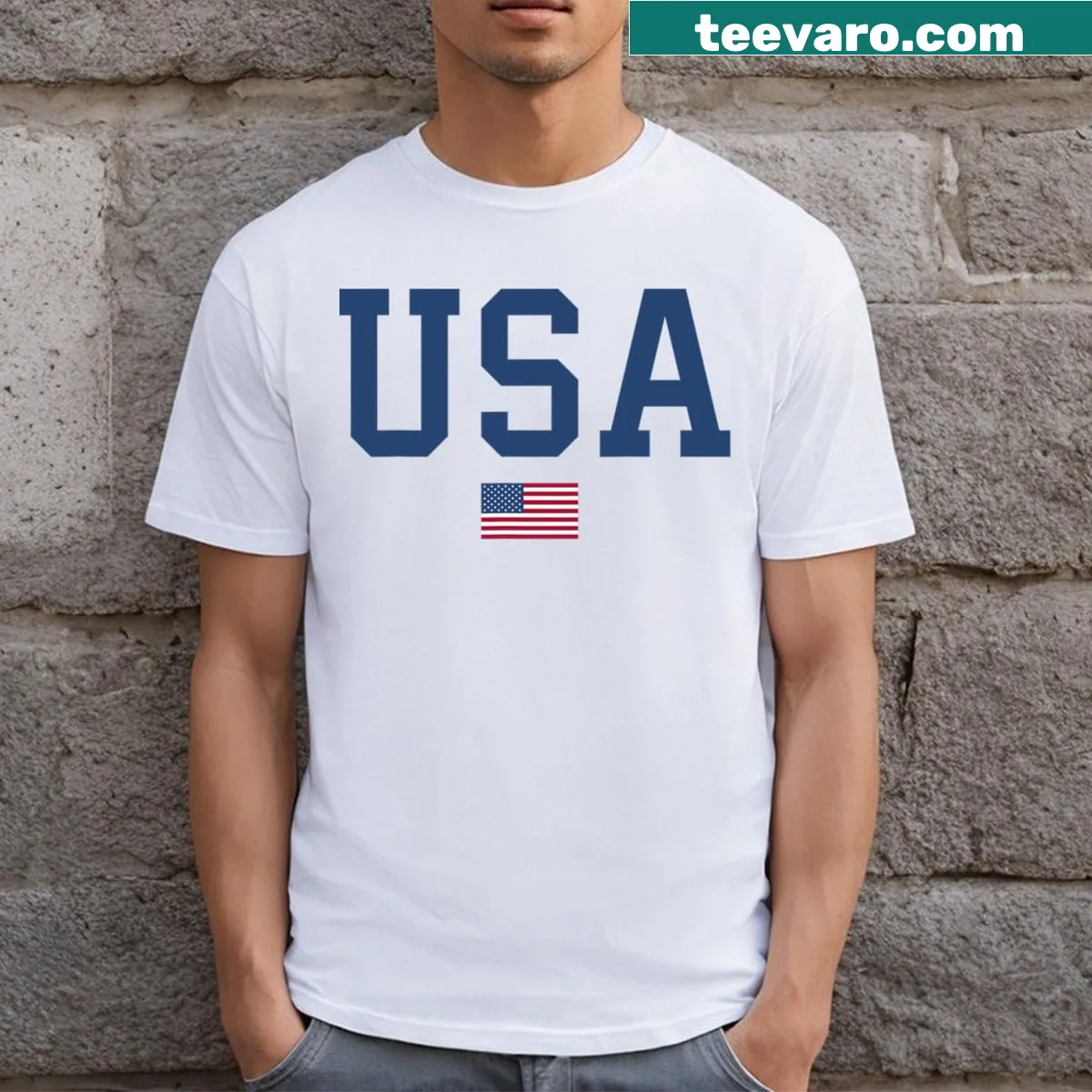 T-shirt featuring an American flag design for patriotic occasions — on a men's t-shirt