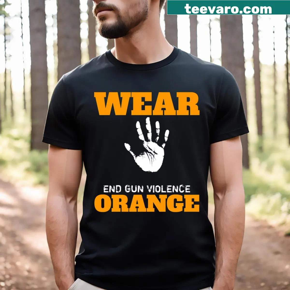 T-shirt promoting awareness to end gun violence — on a men's t-shirt