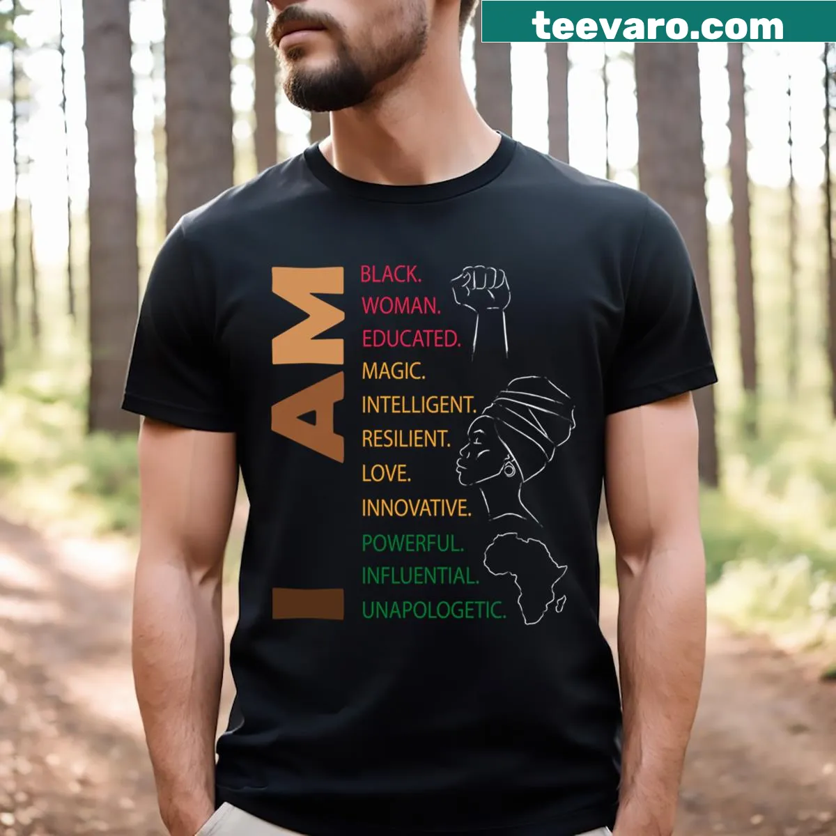 Empowered message on Educated Black Girl T-shirt — on a men's t-shirt