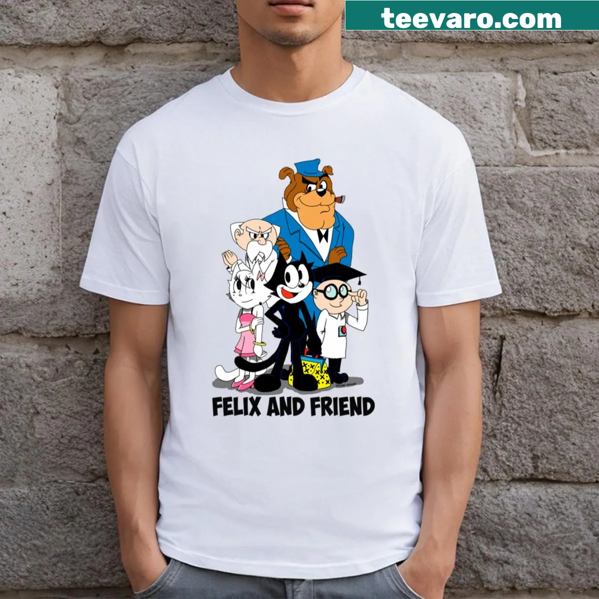 T-shirt featuring the iconic Felix the Cat — on a men's t-shirt