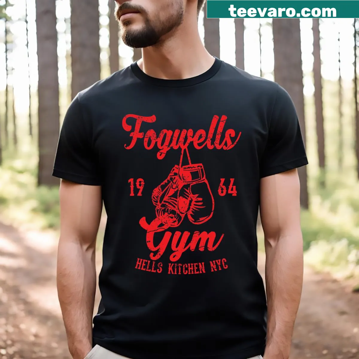 Fogwells Gym motivational T-shirt — on a men's t-shirt