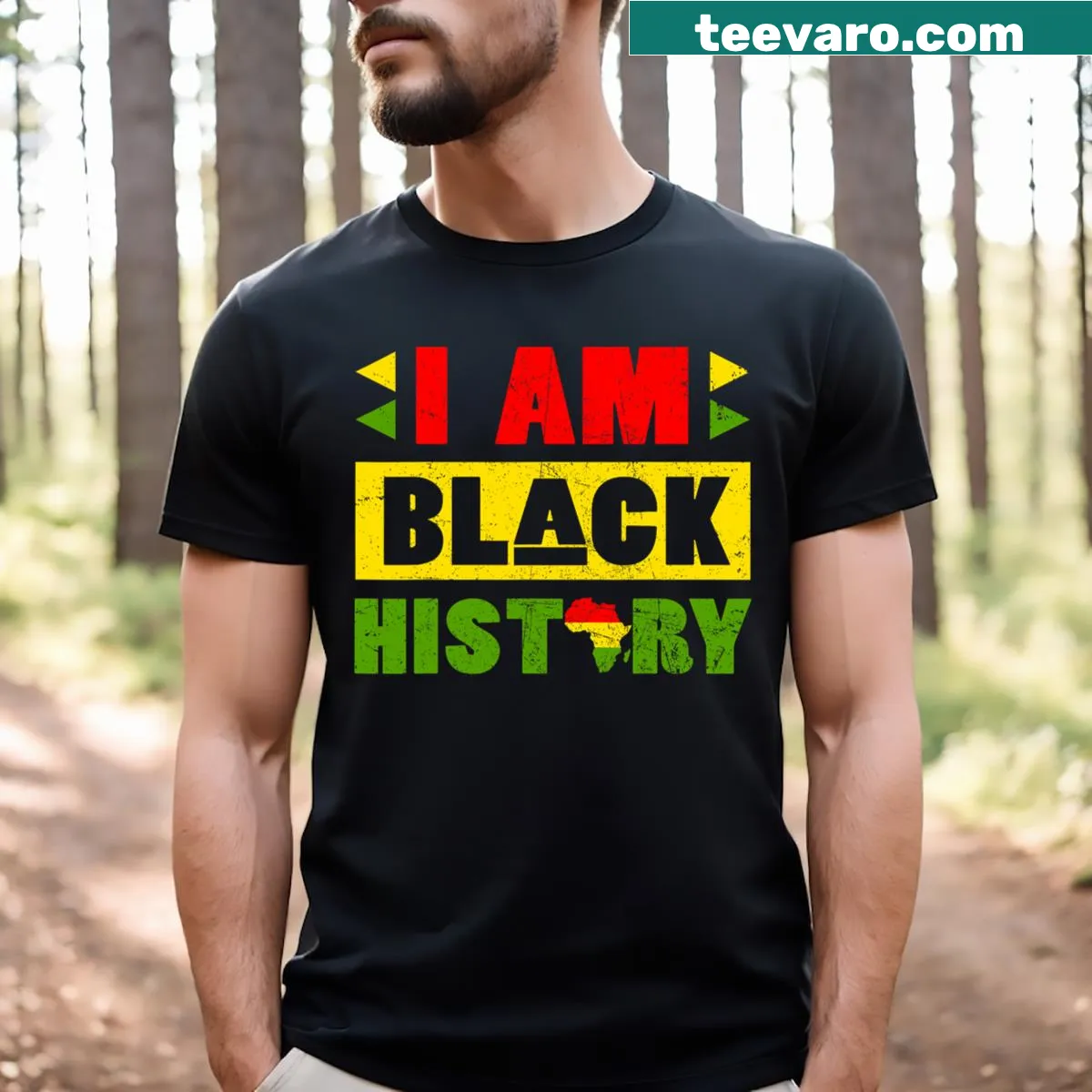 Boys' T-shirt with the phrase 'I Am Black History' for kids. — on a men's t-shirt