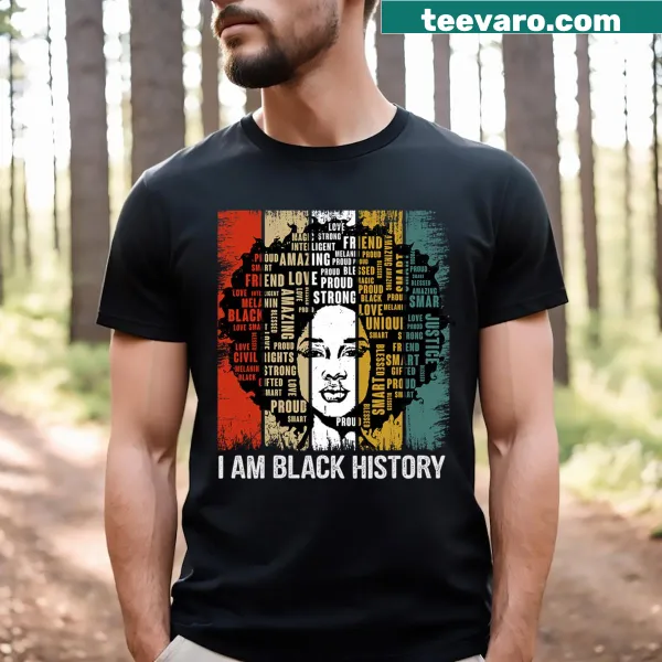 Girls T-shirt with the phrase I Am Black History Month and an afro queen.