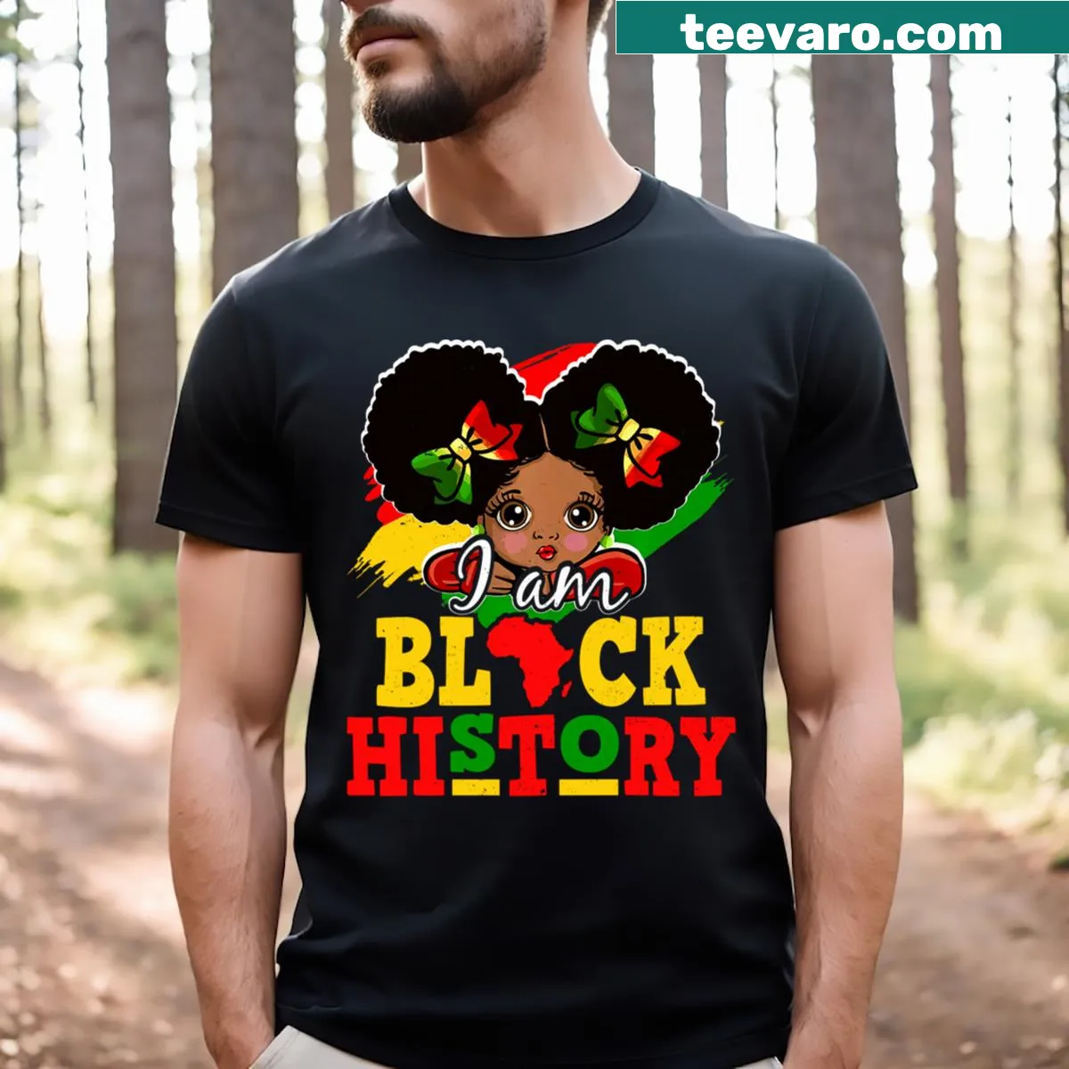 Kids T-shirt celebrating Black History Month with inspiring text — on a men's t-shirt