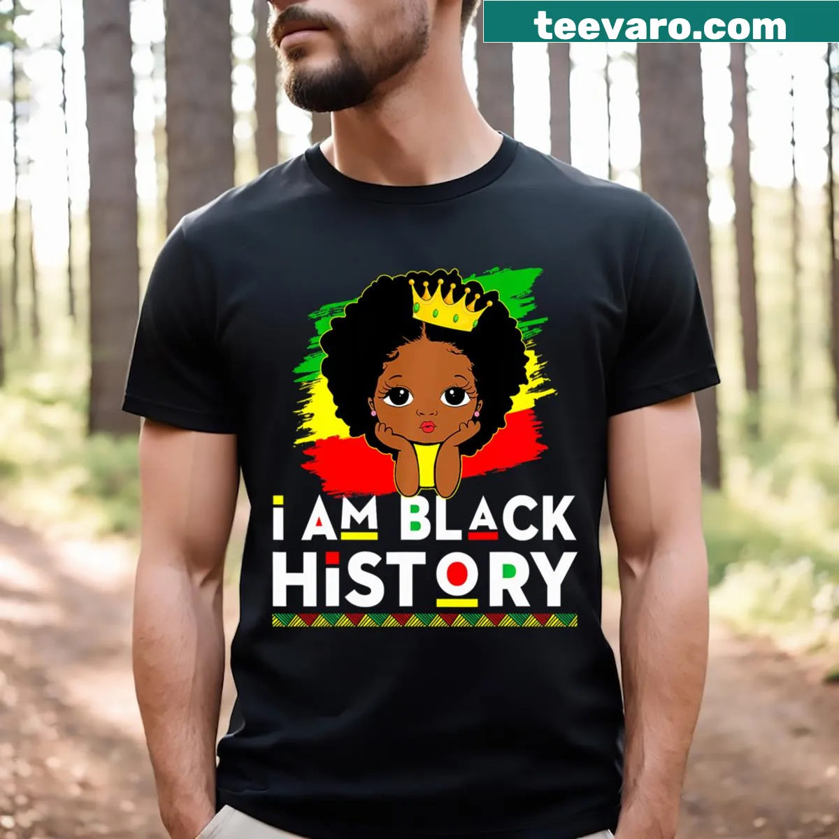 Kids' T-shirt for girls with 'I Am Black History' text. — on a men's t-shirt