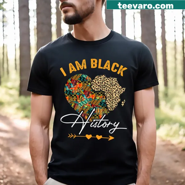 T-shirt featuring 'I Am Black History Month Celebrate Afro Valentines Day' text