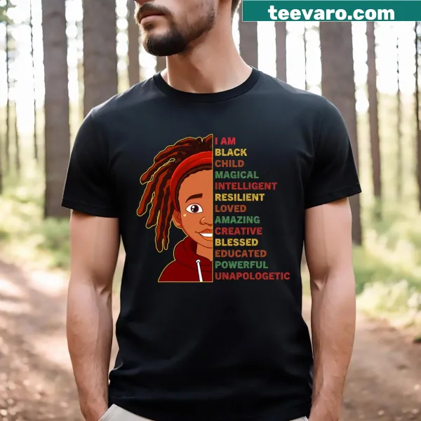Kids Boys t-shirt with 'I Am Black History Month' empowering text