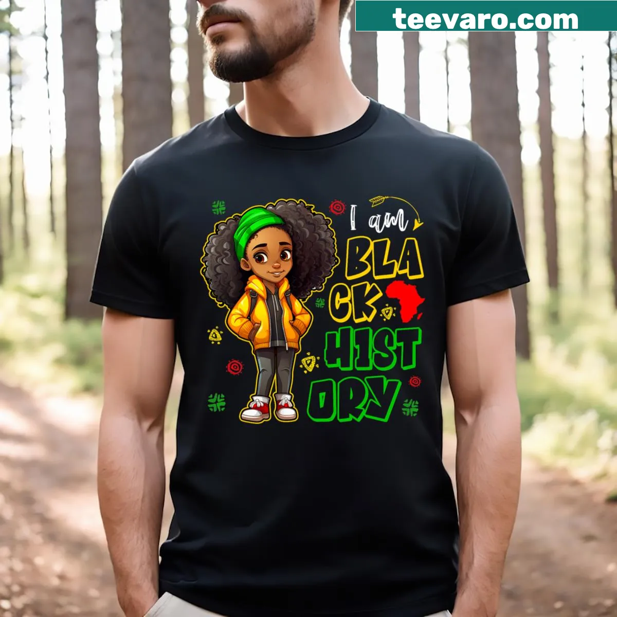 Youth t-shirt proclaiming Black History Month for girls and teens — on a men's t-shirt
