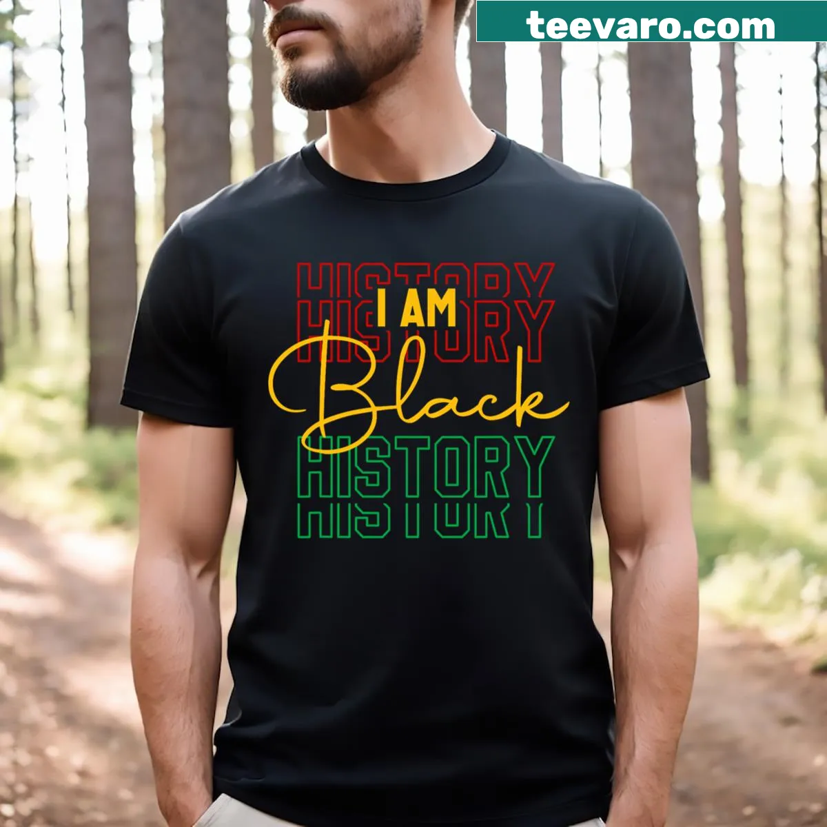 Black History Pride T-shirt for kids featuring bold lettering — on a men's t-shirt