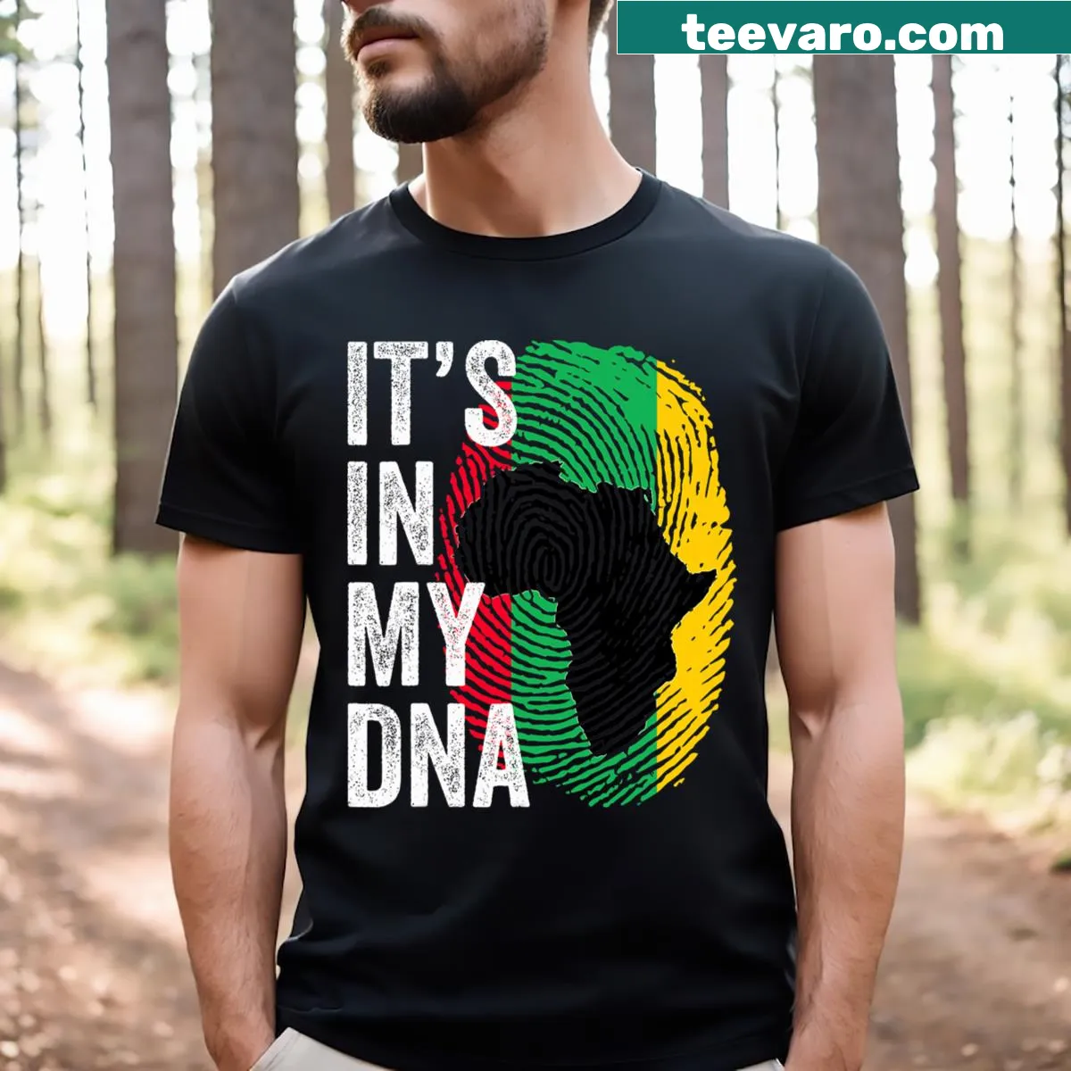 T-shirt celebrating Black history with the phrase 'It's In My Dna' — on a men's t-shirt