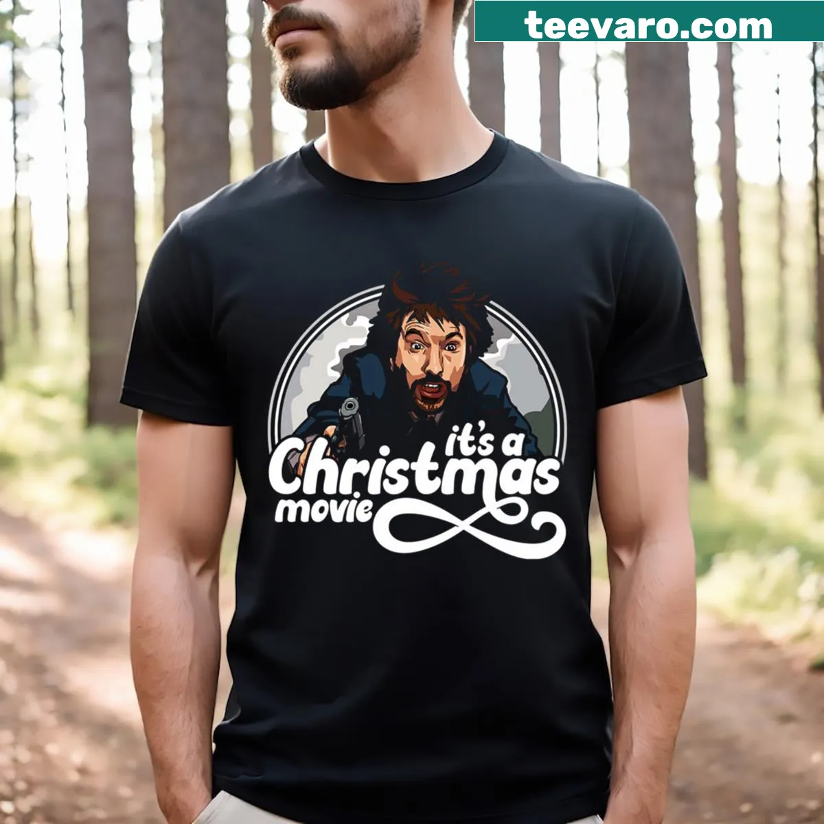 Funny Christmas-themed t-shirt with text about Hans Gruber from Die Hard — on a men's t-shirt
