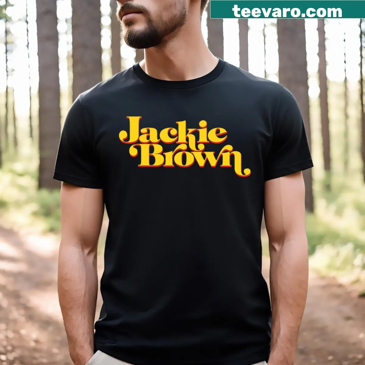 T-shirt featuring graphic inspired by Jackie Brown film. — on a men's t-shirt