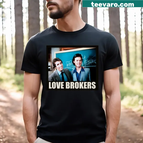 T-shirt featuring Love Brokers Night Shift in warm typography