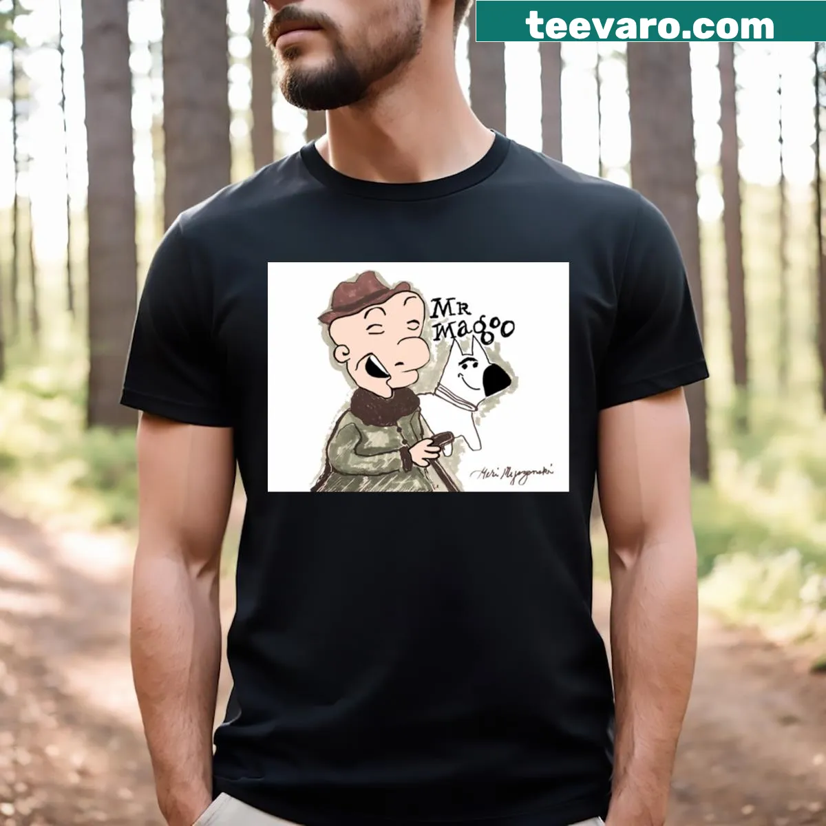 Cartoon graphic of Mr. Magoo and McBarker on a T-shirt — on a men's t-shirt