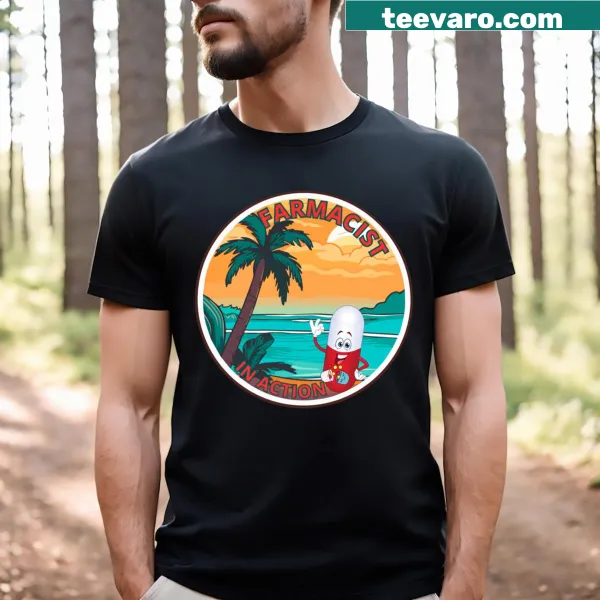 Illustration of a pharmacist at work on a T-shirt