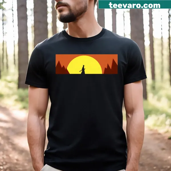 Illustration T-shirt featuring Samurai Jack exploring various landscapes