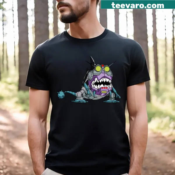 Cartoon T-shirt featuring a whimsical Sharkticon design from Transformers