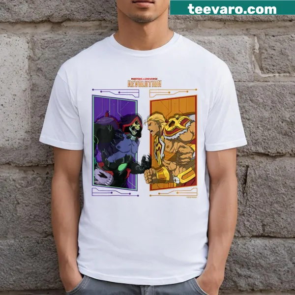 Raglan tee featuring Skeletor and He-Man in a dramatic illustration