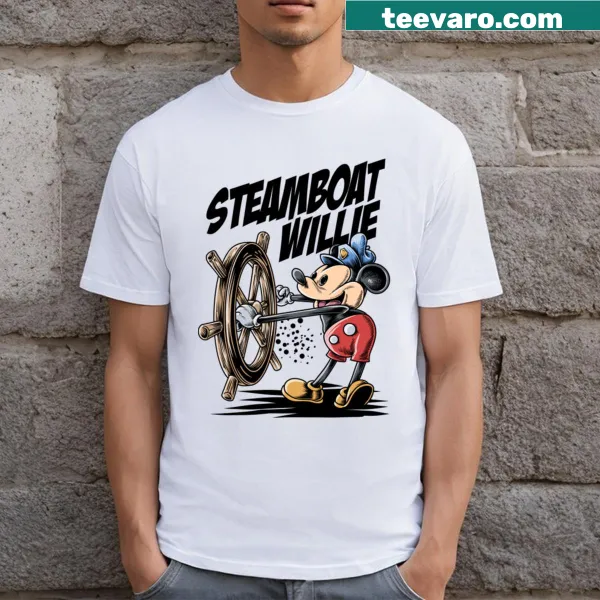 T-shirt featuring the iconic Steamboat Willie character