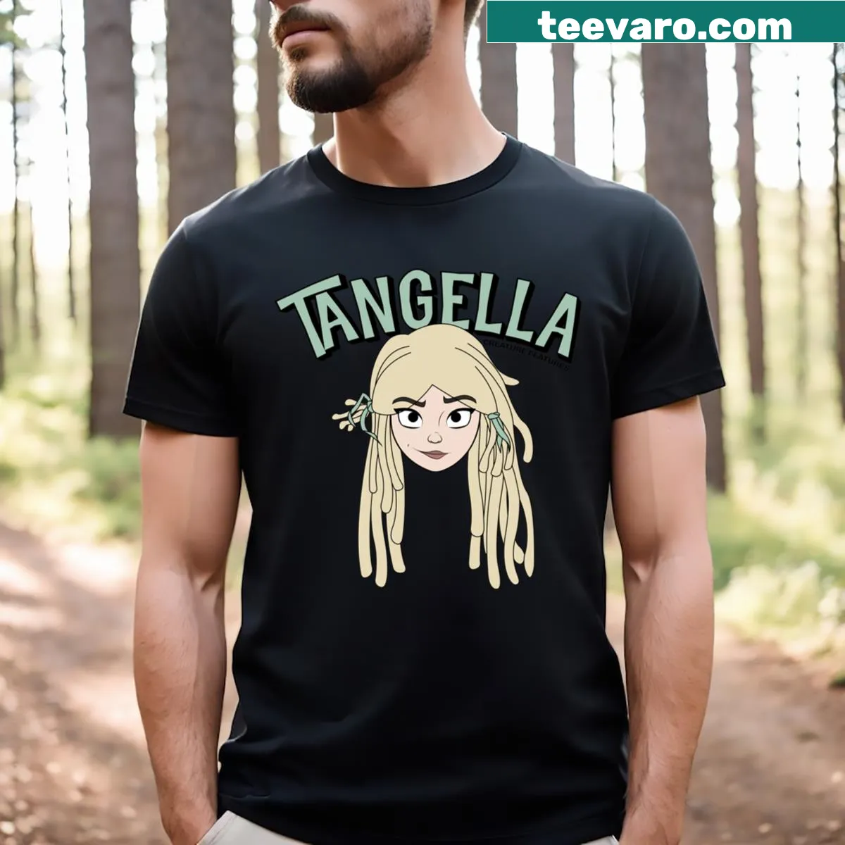 Abstract typography Tangella t-shirt with unique lettering — on a men's t-shirt