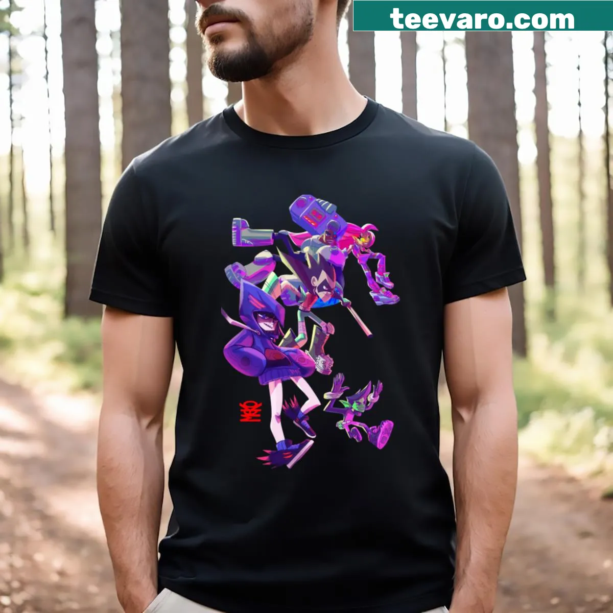 Illustrative design inspired by the Teen Titans — on a men's t-shirt