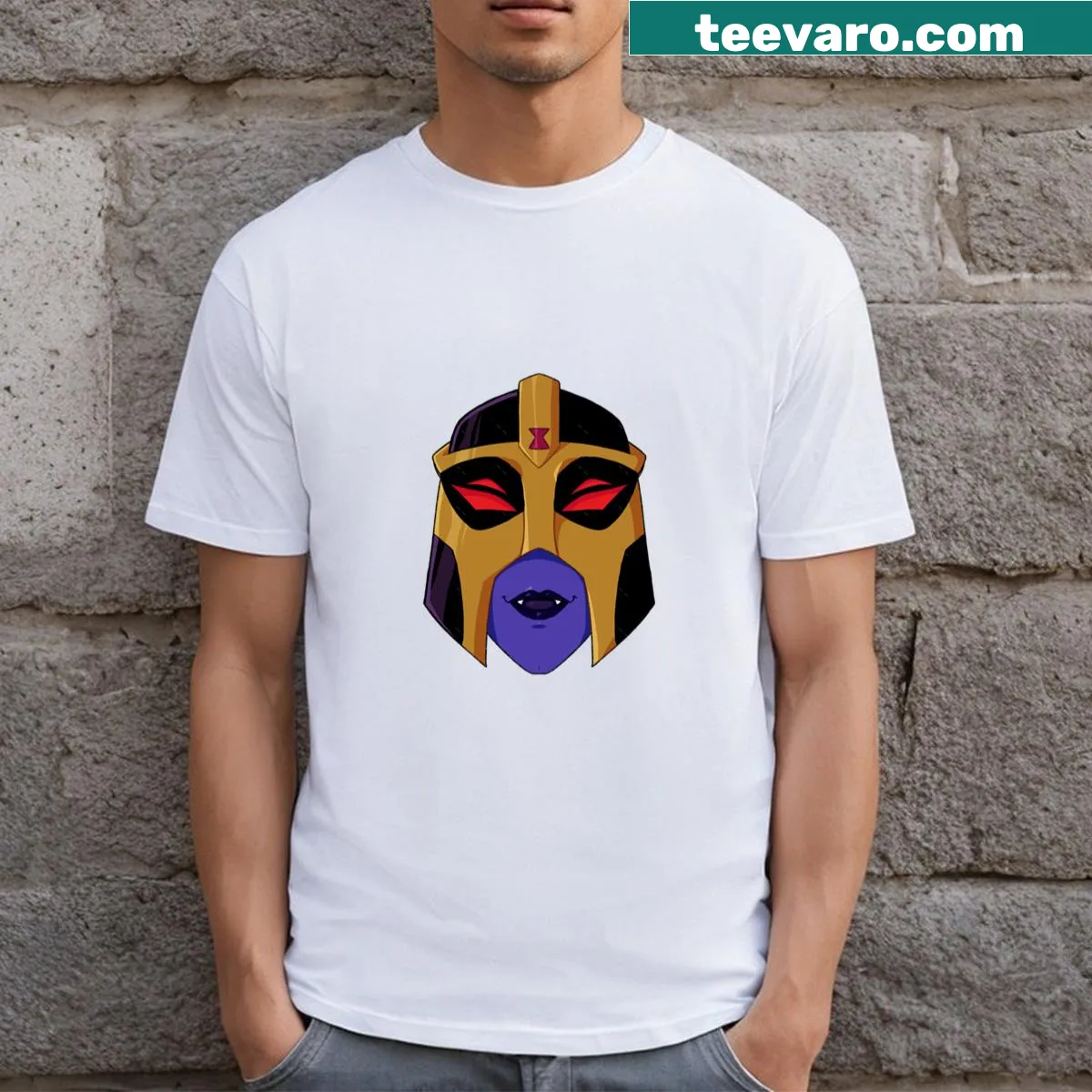 Illustrative design featuring Tfa Blackarachnia — on a men's t-shirt