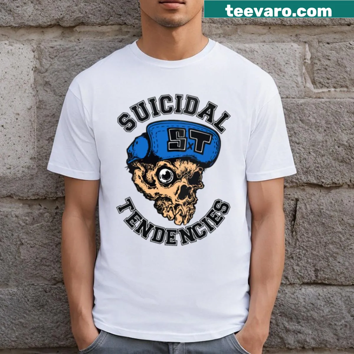 Distressed Hardcore Punk T-shirt with bold typography — on a men's t-shirt