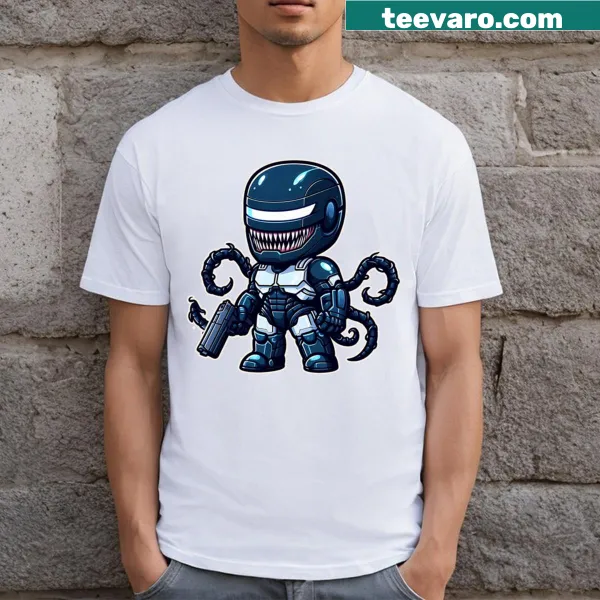 Cute chibi design of 'Venomcop' on a kids' t-shirt.
