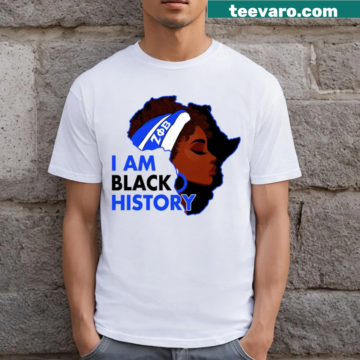 Zeta Phi Beta Sorority T-shirt with a proud statement about Black history — on a men's t-shirt