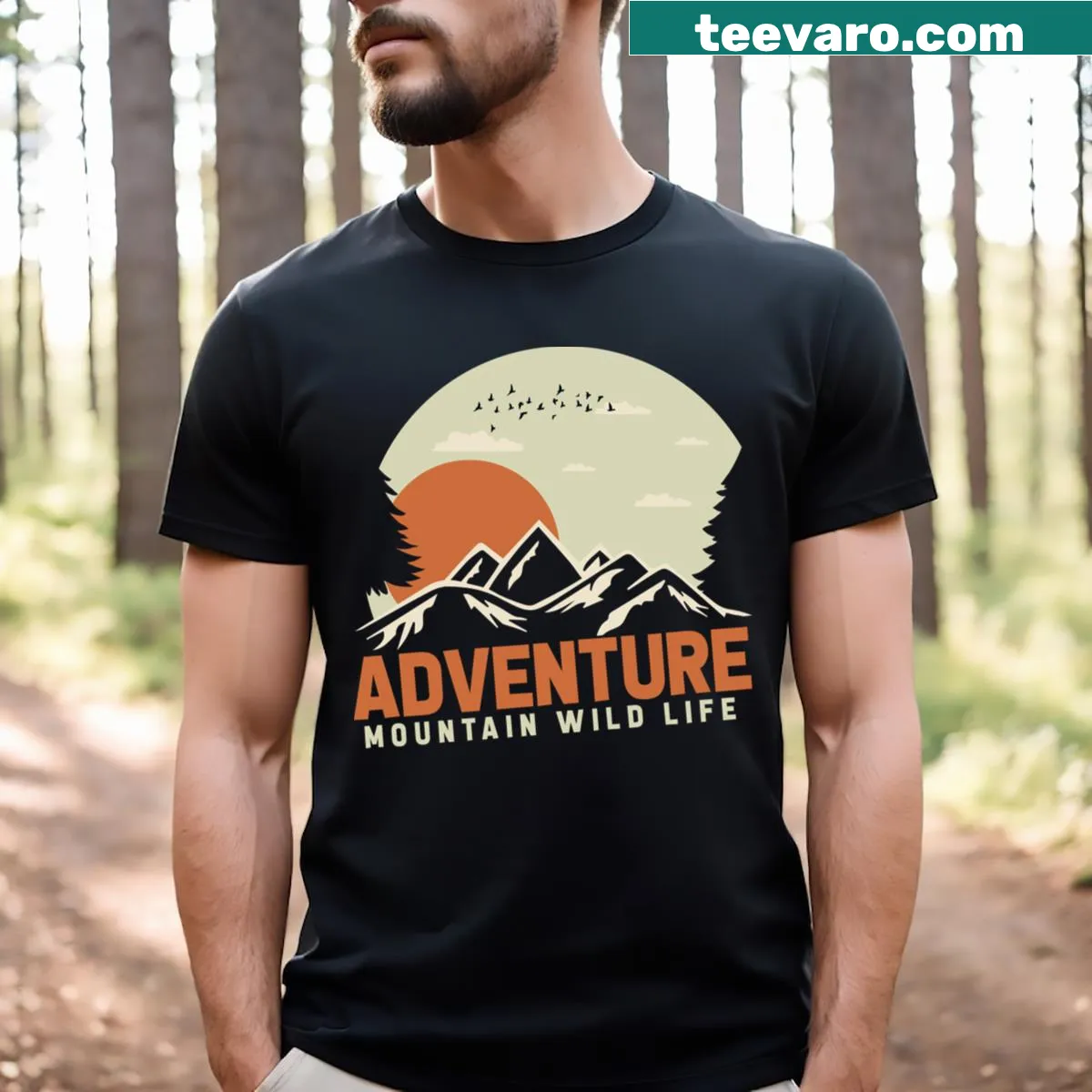 Adventure-themed typography t-shirt celebrating a love for exploration — on a men's t-shirt