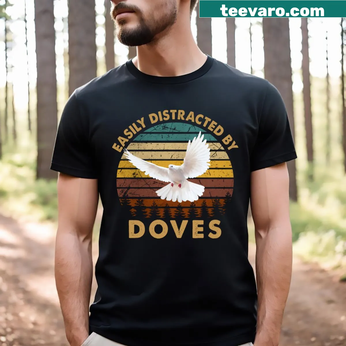 Radiant doves t-shirt featuring an elegant illustration symbolizing peace. — on a men's t-shirt