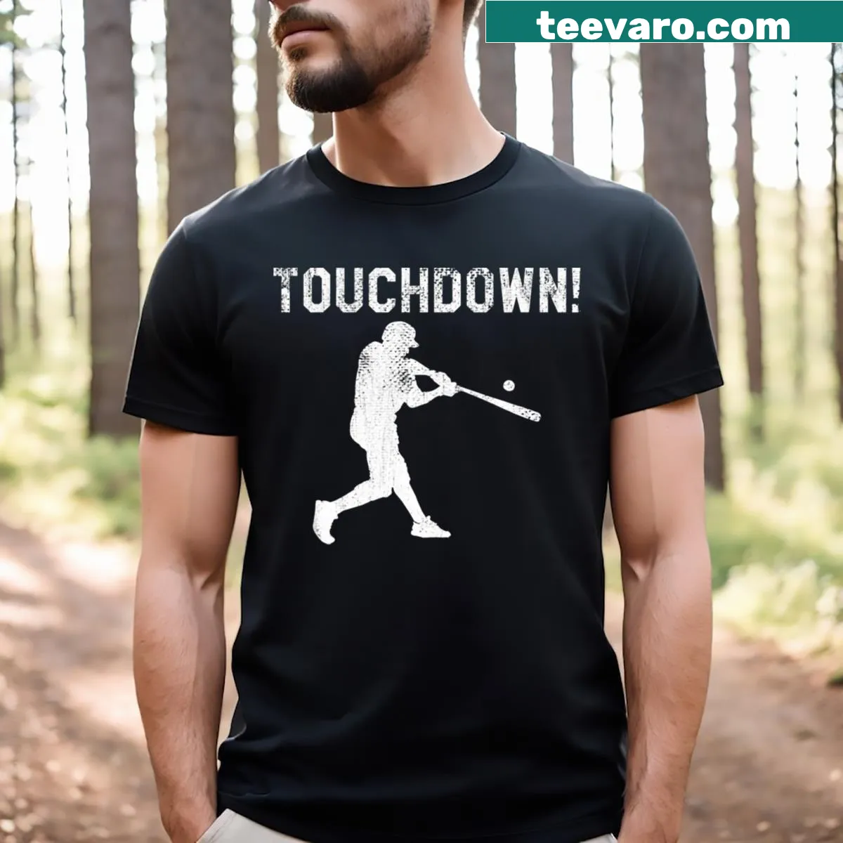 Funny text design combining baseball and football on a tee — on a men's t-shirt