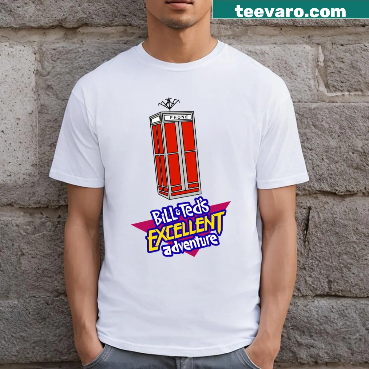 Bill and Ted themed t-shirt with a fun, nostalgic design — on a men's t-shirt