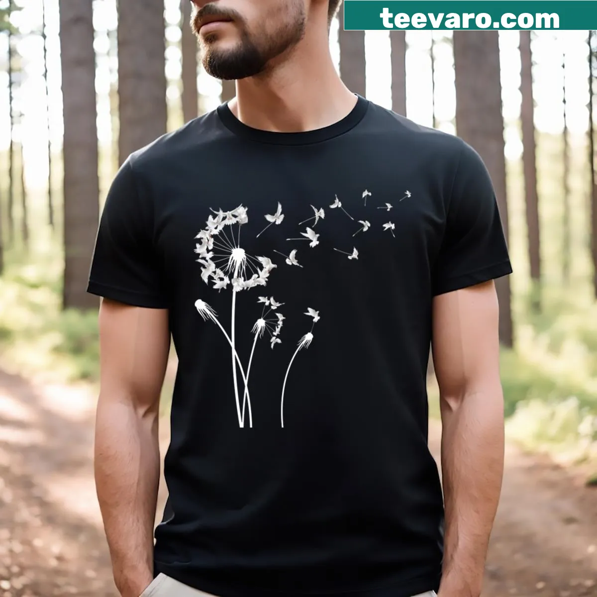 Illustration of doves on a serene t-shirt design — on a men's t-shirt